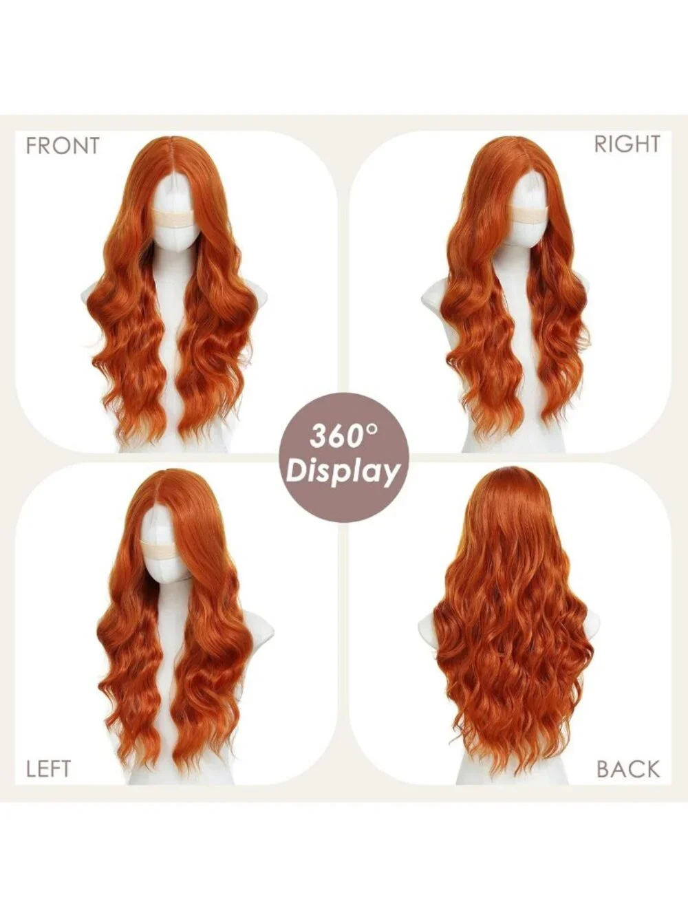 Long Wavy Orange Wig for Women | 26
